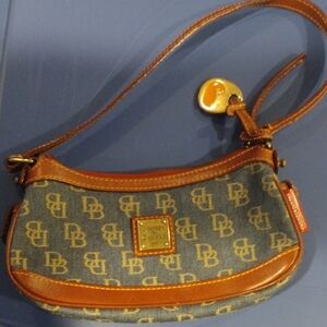 Dooney & Bourke Blue and Brown Monogram Shoulder Bag